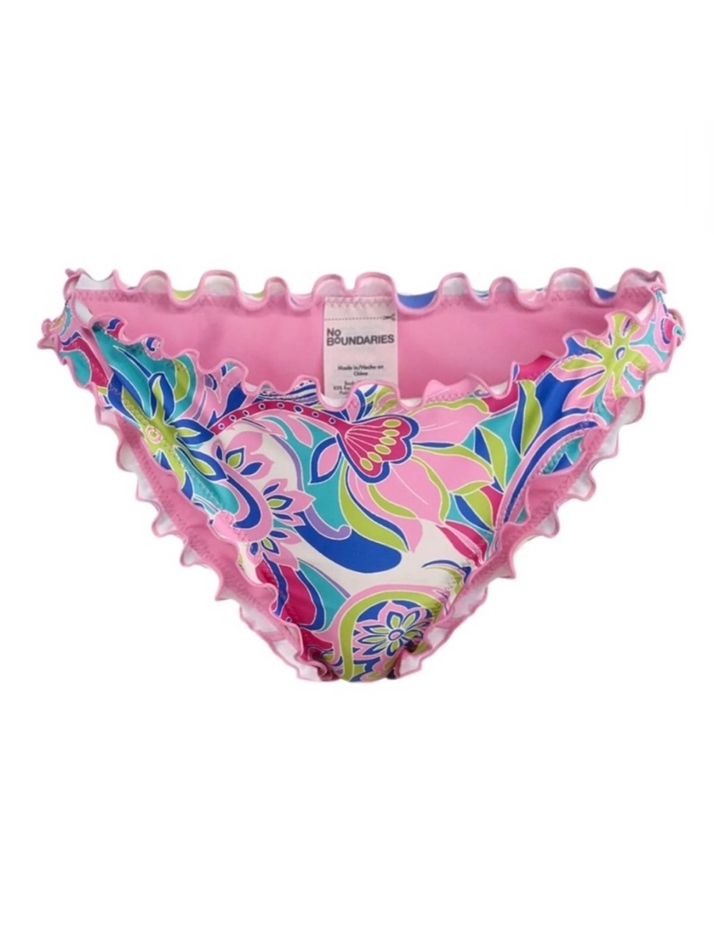 Pink Bikini Bottom Colorful Floral Lettuce Edge New No Boundaries Med. Or Large